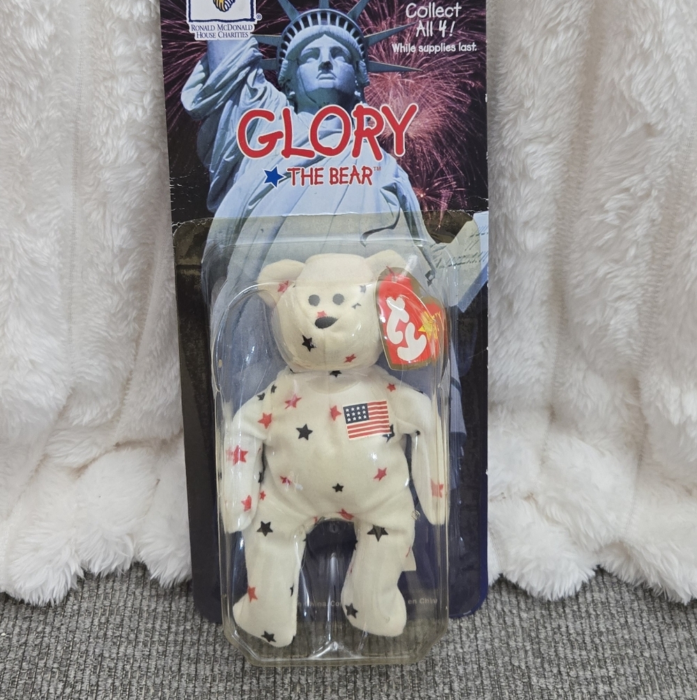 Ty Teenie Beanie Baby Glory the Bear USA 1999 Mcdonalds